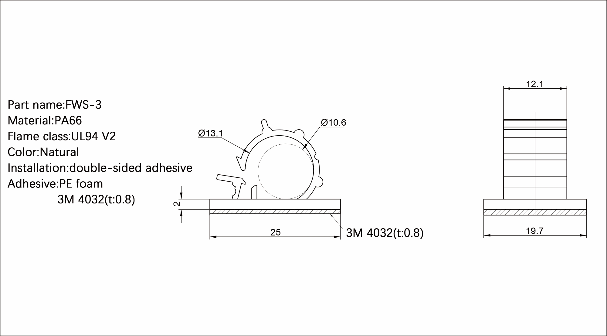 Flat Cable Clamp FWS-3